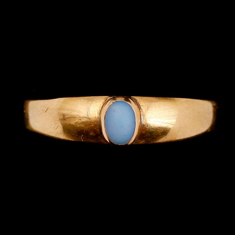 KEDJA, RING SAMT BROSCH, 18 k guld. Vikt  ca 6 g.