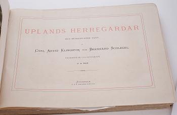 BOK, "Uplands herregårdar med beskrifvande text" av Carl-Arvid Klingspor och Bernhard Schlegel F. & G. Beijers förlag.