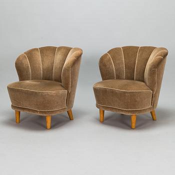 A 1950s pair of armchairs "Elisabeth" for Asko Finland.