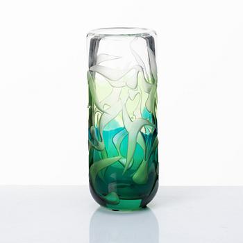 Vicke Lindstrand, a unique blasted glass vase, Kosta, Sweden 1950-60-s.