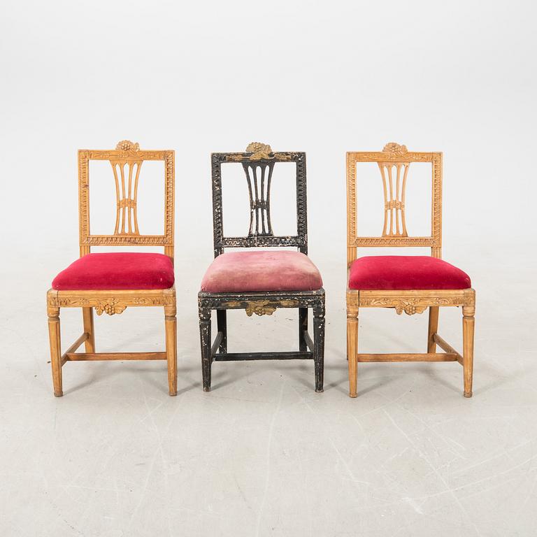 Chairs 3 pcs. Late Gustavian, Lindome works, first half of the 19th century.