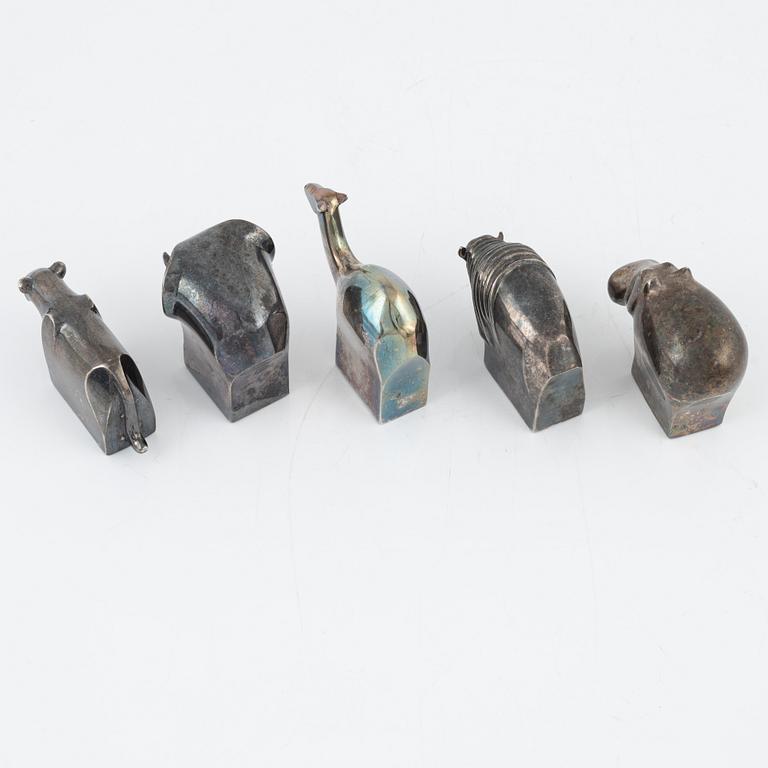 Gunnar Cyrén, figuriner, 5 st, silverpläterad zink, Dansk Designs, Japan.