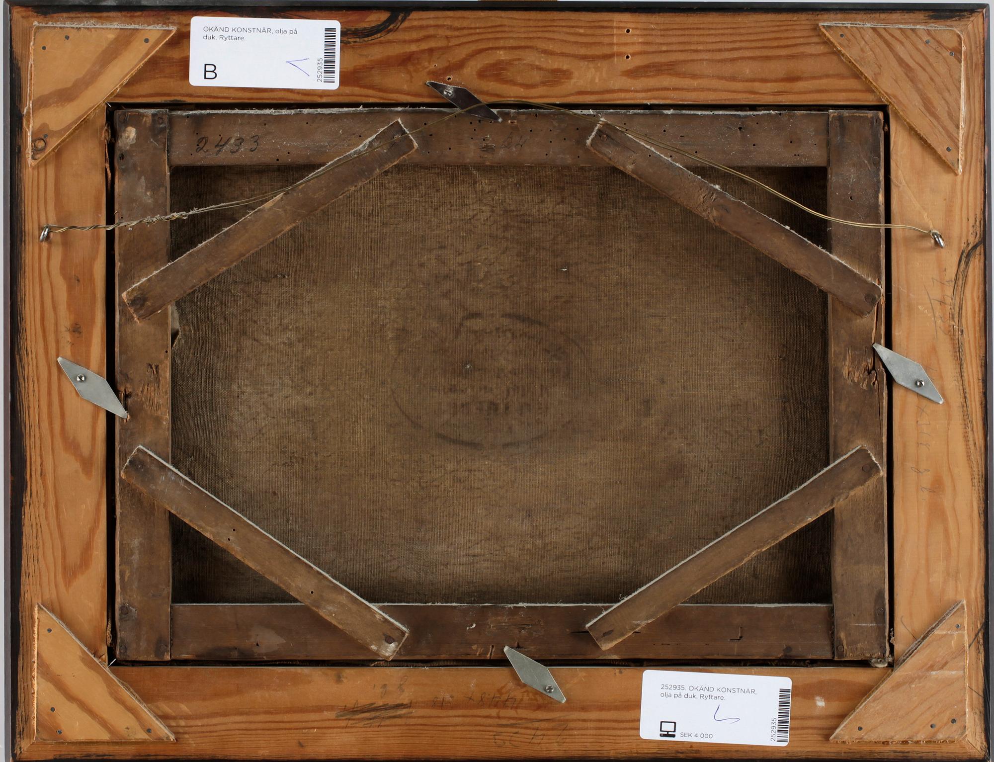 OKÄND KONSTNÄR, olja på duk, otydl. sign. 1800-tal, troligen Holland.