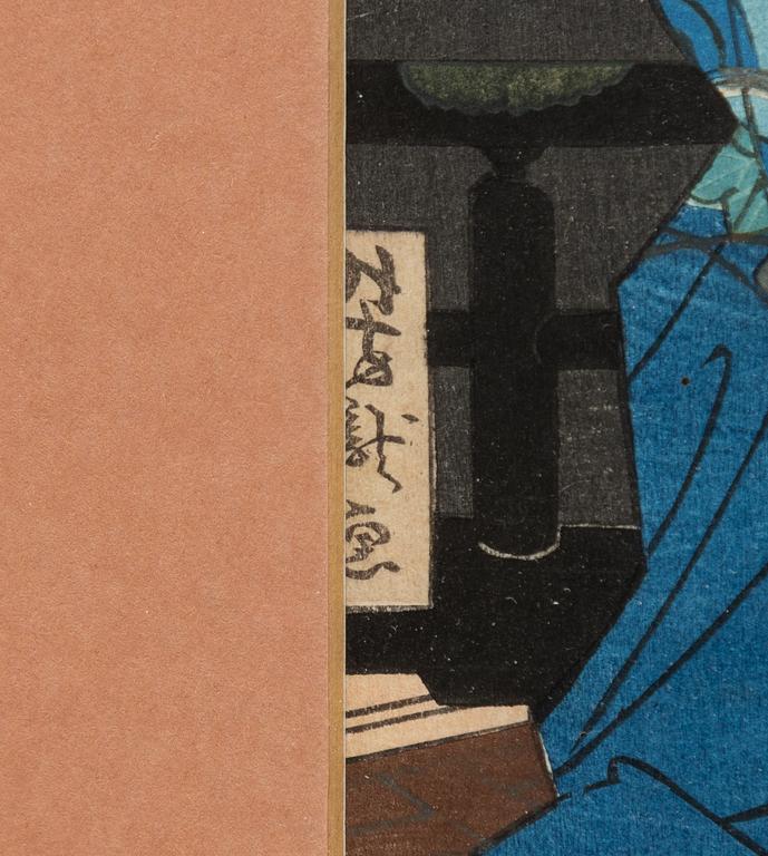 Utagawa Kunisada, 'Ghost', 'Warrior' and Yoshitaki 'Kabuki actor'.