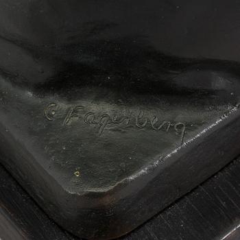 A bronze sculpture by Carl Fagerberg, signed. Herman Bergman.