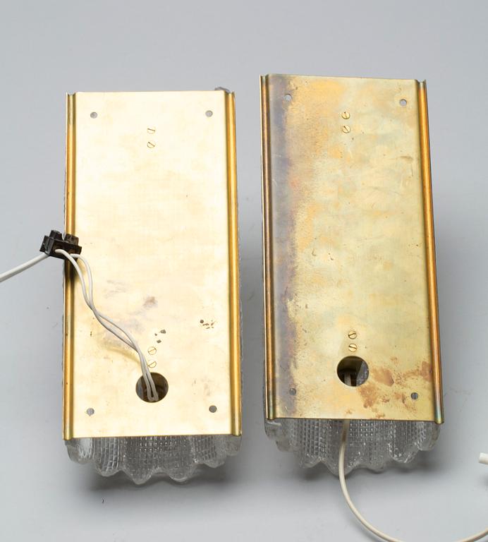 VÄGGLAMPETTER, ett par, Carl Fagerlund, Orrefors.