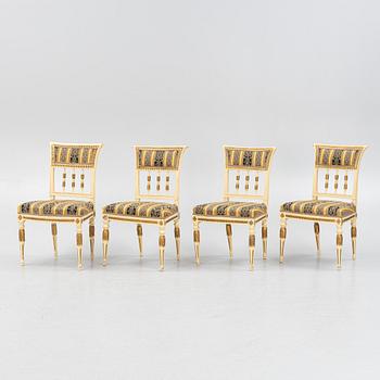 Stolar, fyra stycken, Stockholmsarbeten, omkring 1800, Sengustavianska.