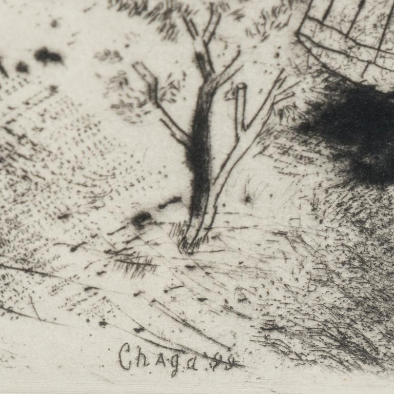 MARC CHAGALL, etsning "La basse-cour" ur: "Les âmes mortes", signerad i plåten.