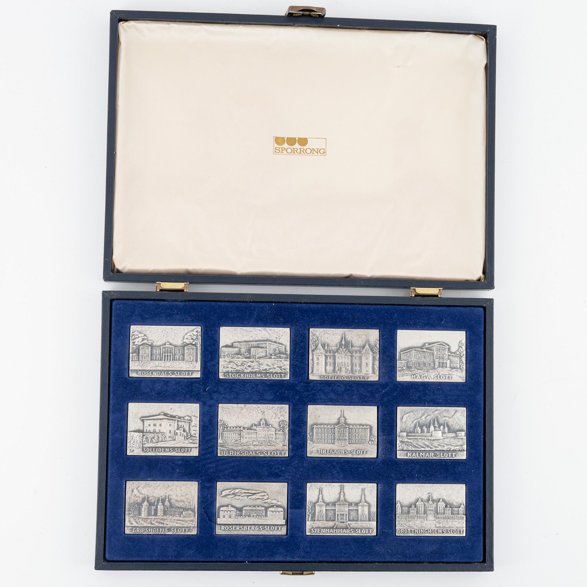 A group of twelve 'Svenska slott' silver plaques, Sporrong, Sweden, 1976.