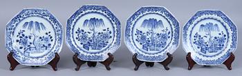 ASSIETTER, 4 st, porslin, Kina. 1700-tal.