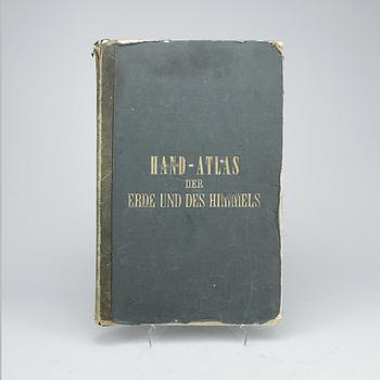 KARTBOK, "Hand Atlas; der Erde und des himmels", Zweiundvierzigste Auflage, Weimar, troligen 1880-tal.