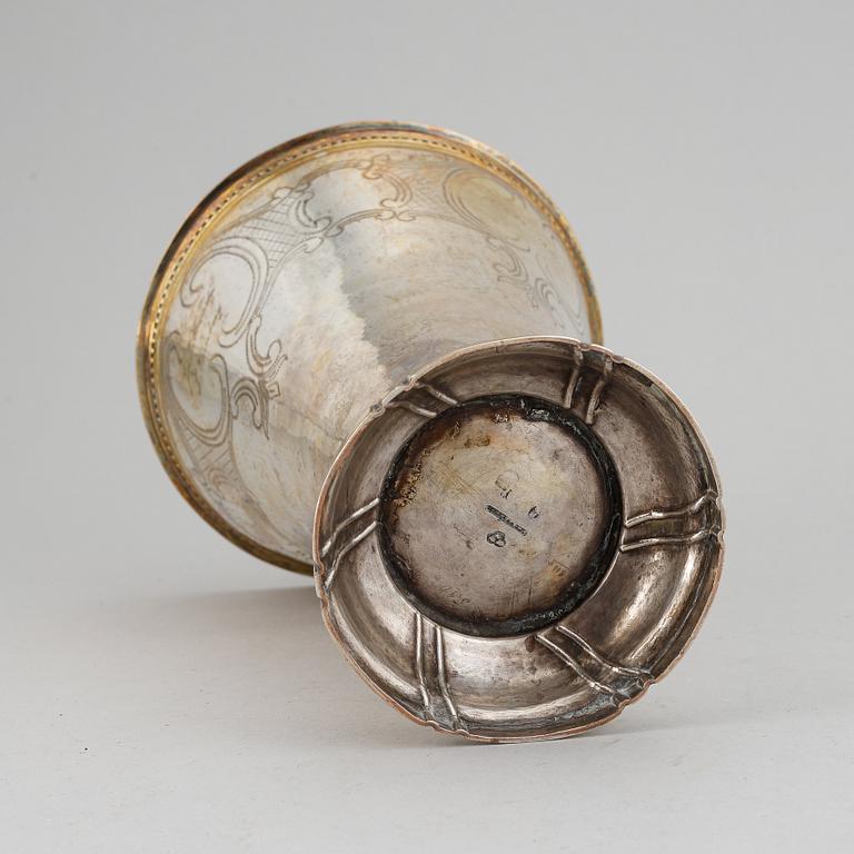 A swedish parcel-gilt silver beaker, mark of Stephan Westerstråhle, Stockholm (1789-1812).