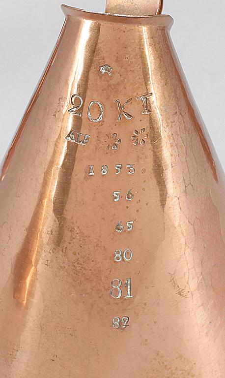 BRÄNNVINSMÅTT, 7 st, koppar, Wenström, 1800-tal.