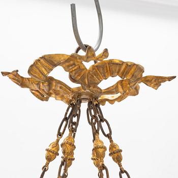 A gilt bronze sixteen-light Empire-style chandelier, later part of the 19th century.