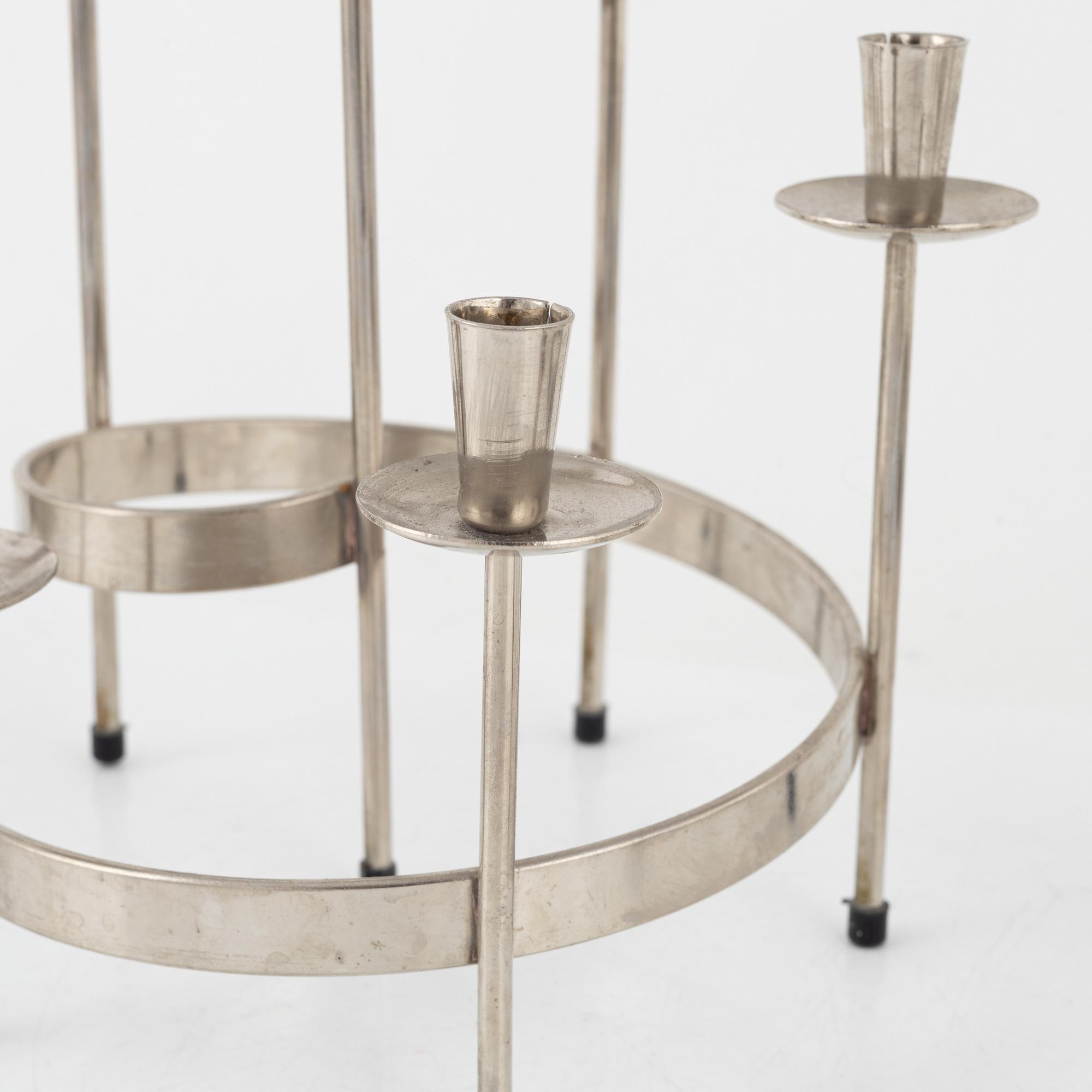 Harry Boström, kandelabrar, 4 st, vitmetall, 'Spiral', Bo Svensk.