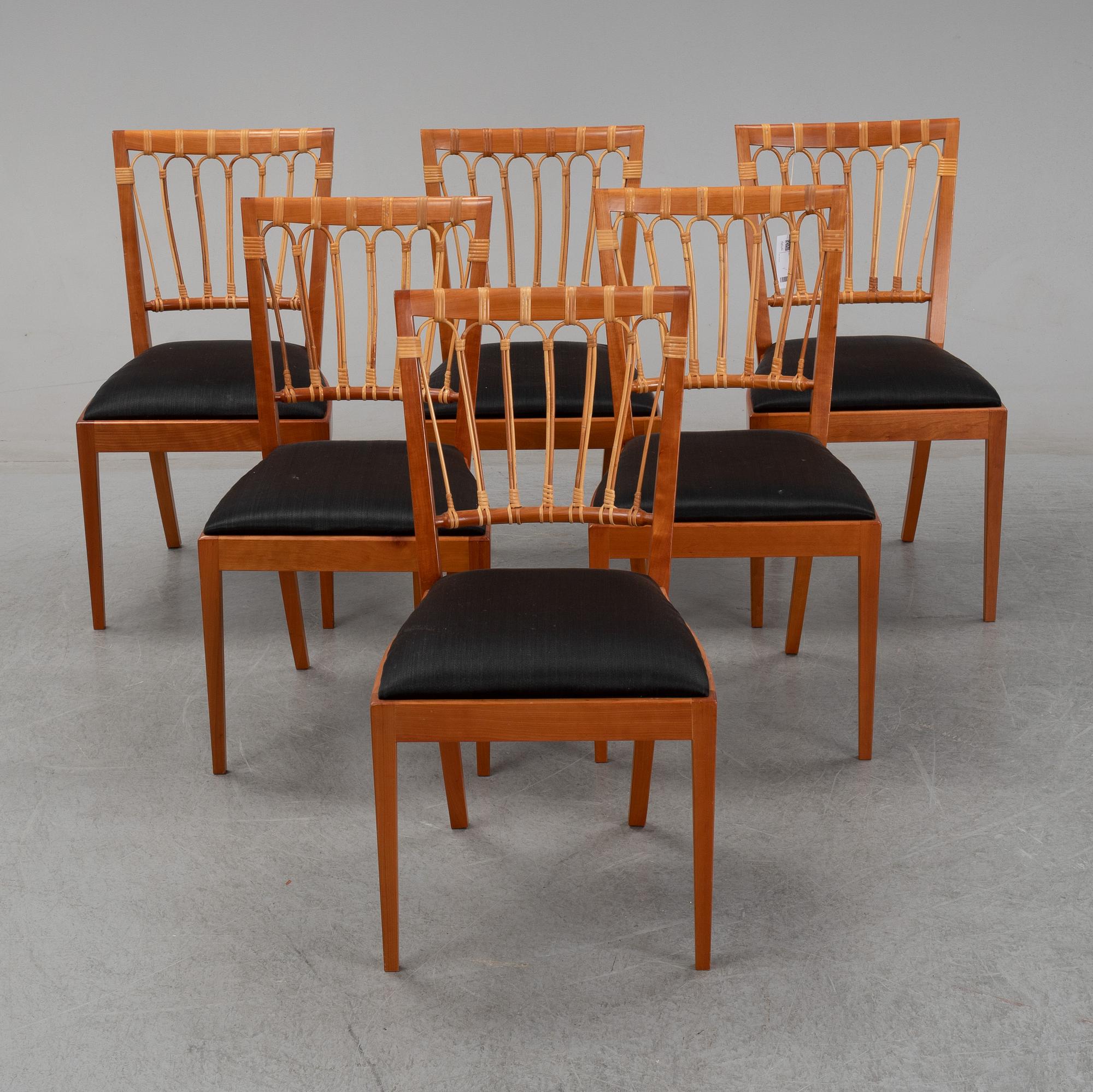Josef Frank, stolar 6 st, modell 1165, Firma Svenskt Tenn.