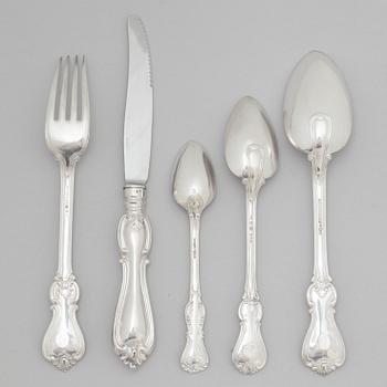 Bestickuppsättning, 32 delar, silver, Mannerfeltska vapnet, olika tillverkare, bl a GT Folcker, Stockholm 1858.