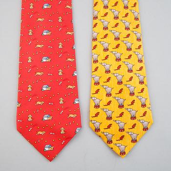 Hermès, four silk ties.