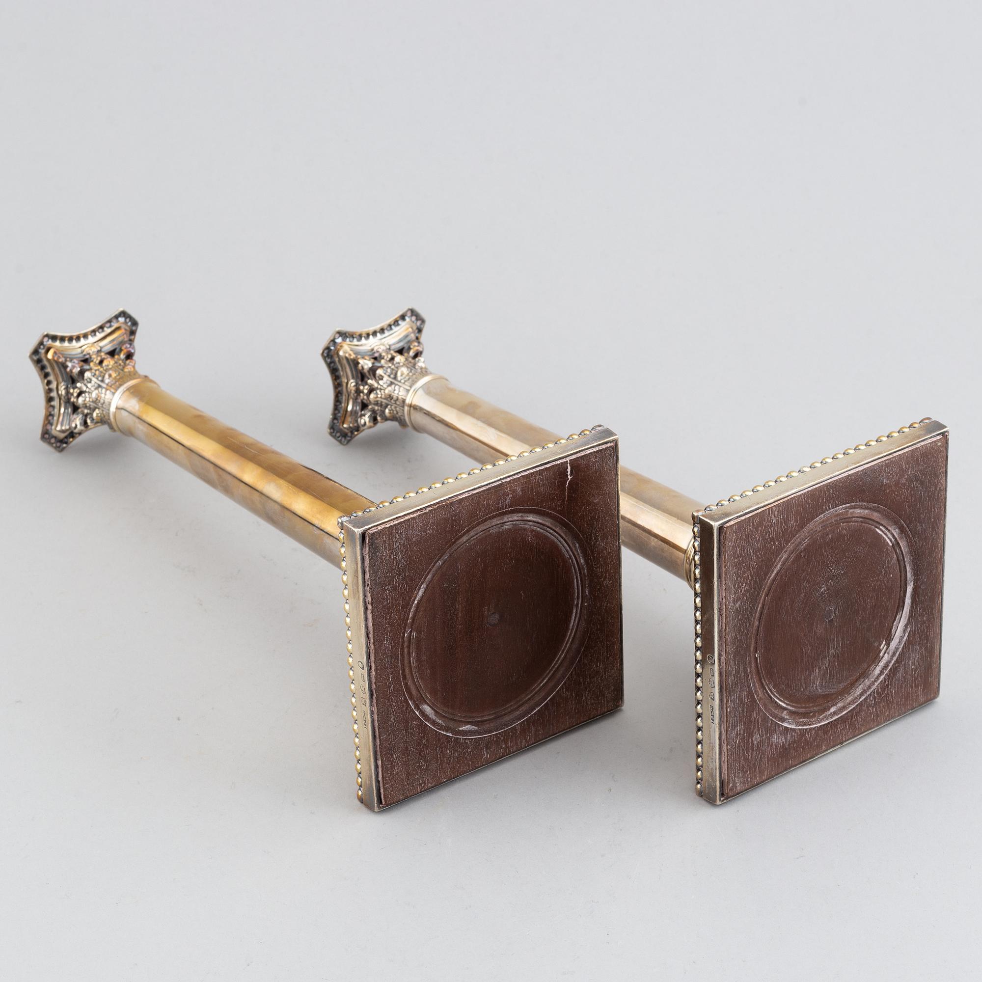 A pair of George III candlesticks, by John Parsons and Co., Sheffield 1788.