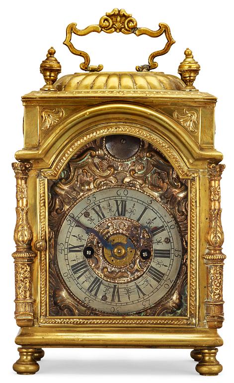A Middle Europe 18th century brass mantel clock.
