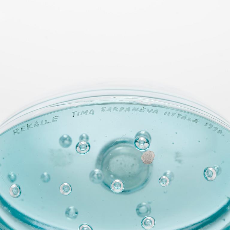 Timo Sarpaneva, lasiveistoksia, kynttilänjalkoja, 4 kpl, "Arktia", signeerattu Timo Sarpaneva Iittala 1990.