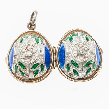 ÄGG/HÄNGE, silver, cloisonné emalj, Ryssland 1900-talets slut.