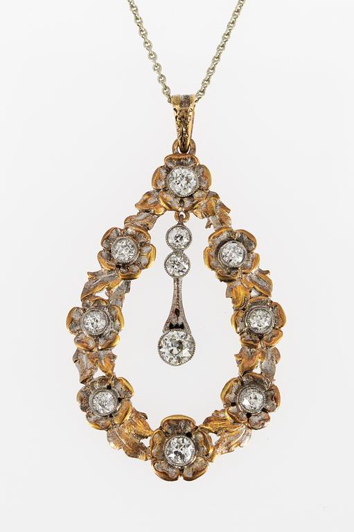PENDANT, old cut diamonds, tot. app. 1 cts.