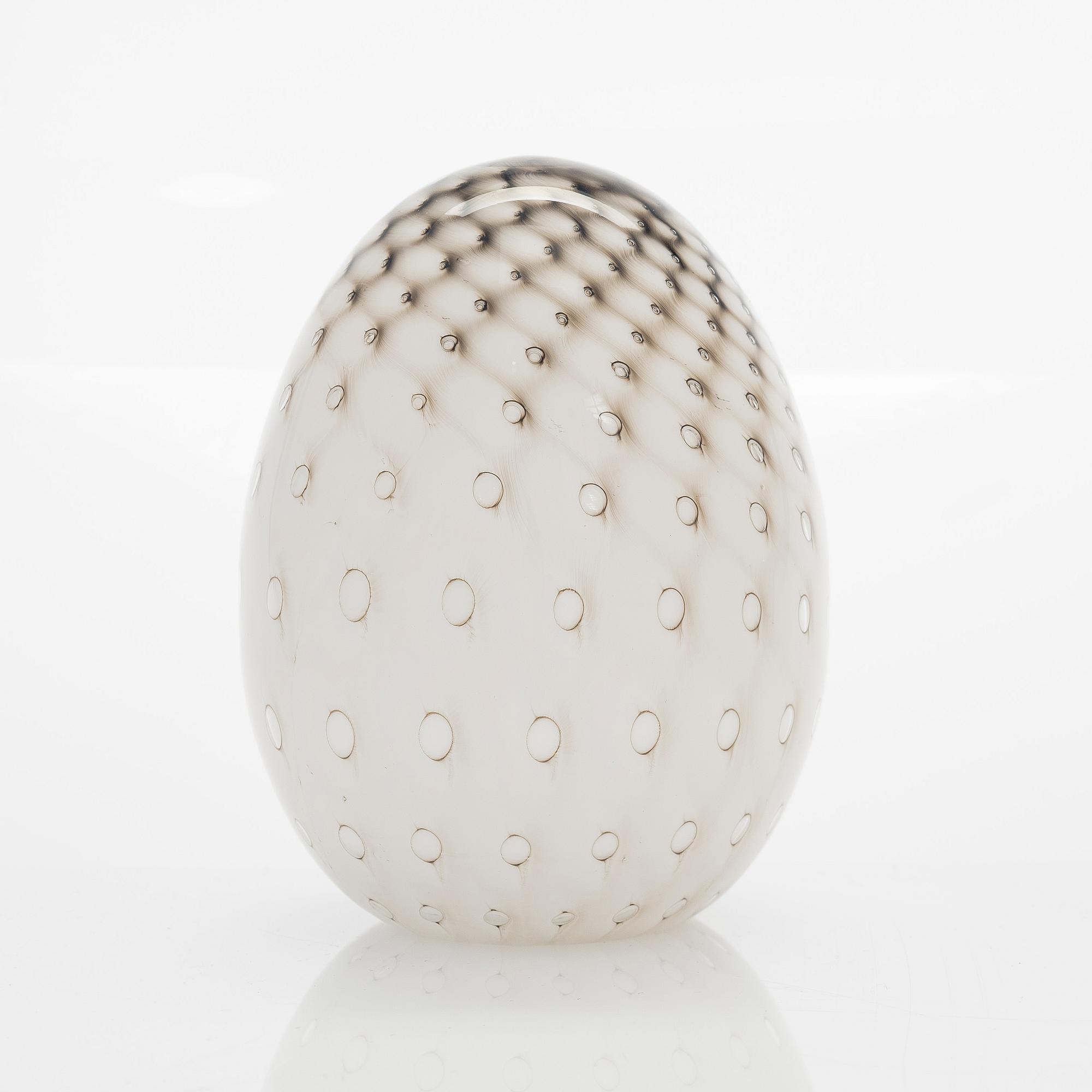 Oiva Toikka, lasilintu, "Raakel" ja muna "Raakelin tähden", signeerattu O. Toikka Nuutajärvi 2009.