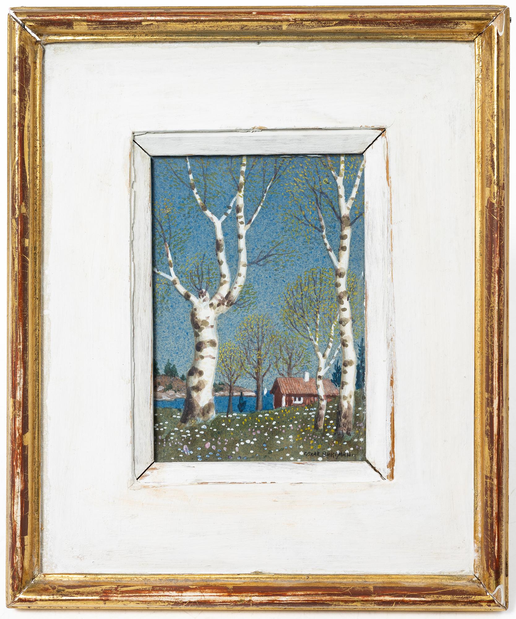 Oskar Bergman, Spring landscape with birches.