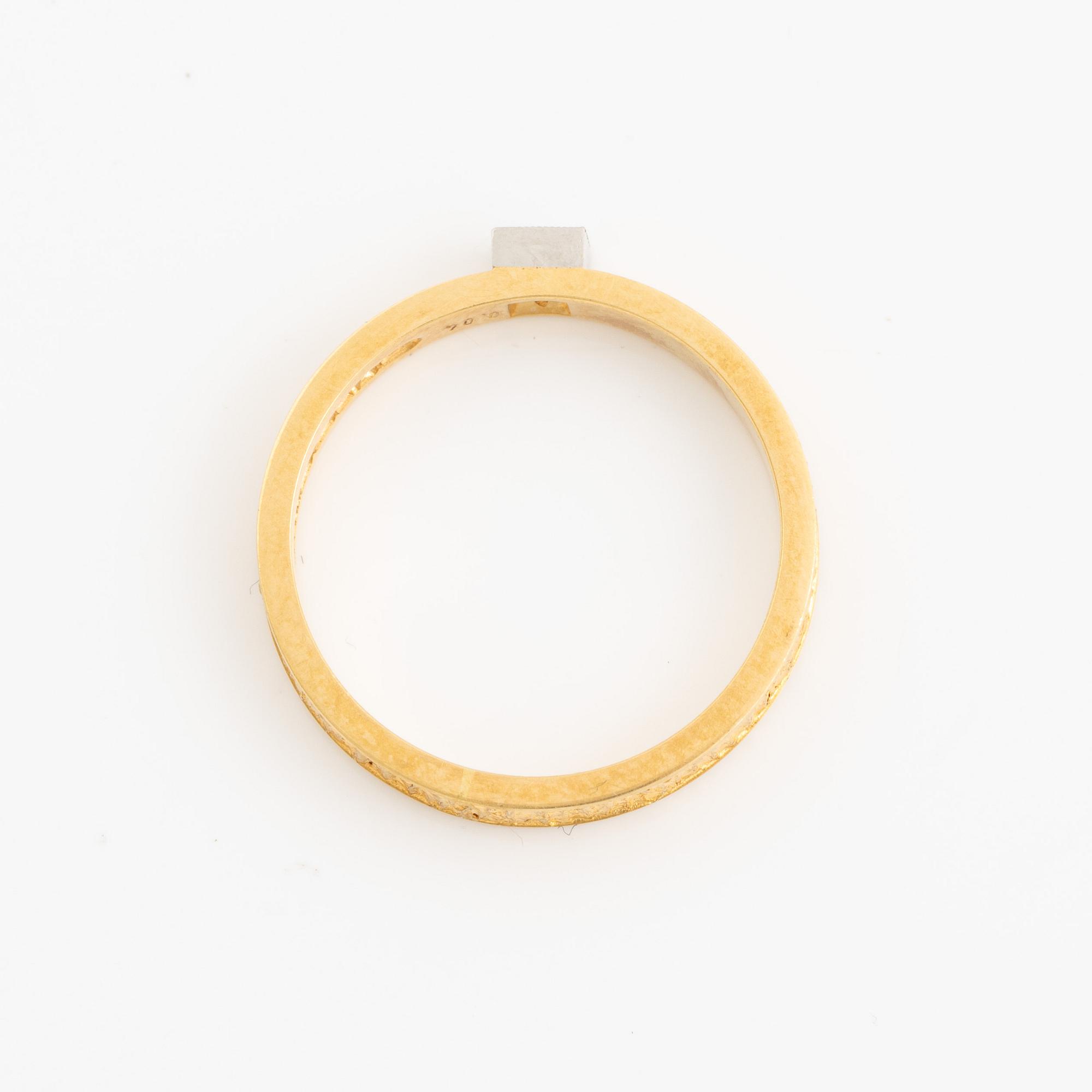 Lapponia, ring 18K guld med en rund briljantslipade diamanter, Finland 1977.