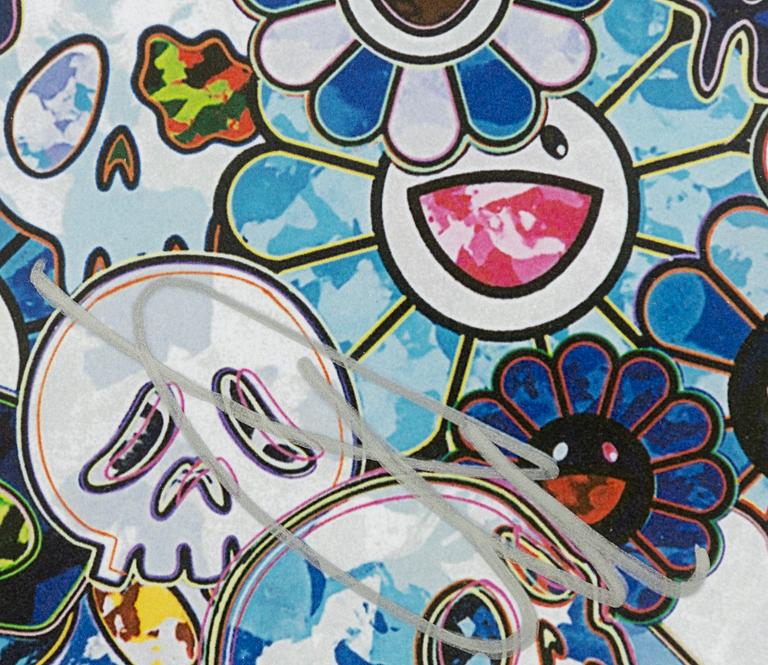 Takashi Murakami, "Skulls and Flowers (Blue)".