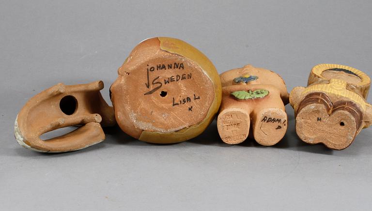 FIGURINER, 4 st, stengods, Lisa Larson, Gustavsberg, 1900-talets andra hälft.
