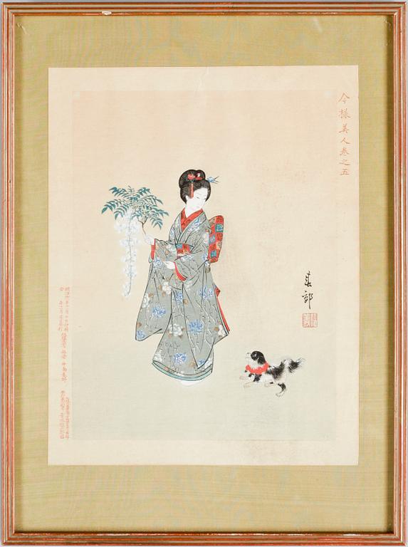 OKÄND KONSTNÄR, träsnitt, 7 st, Japan, 1900-talets första hälft.