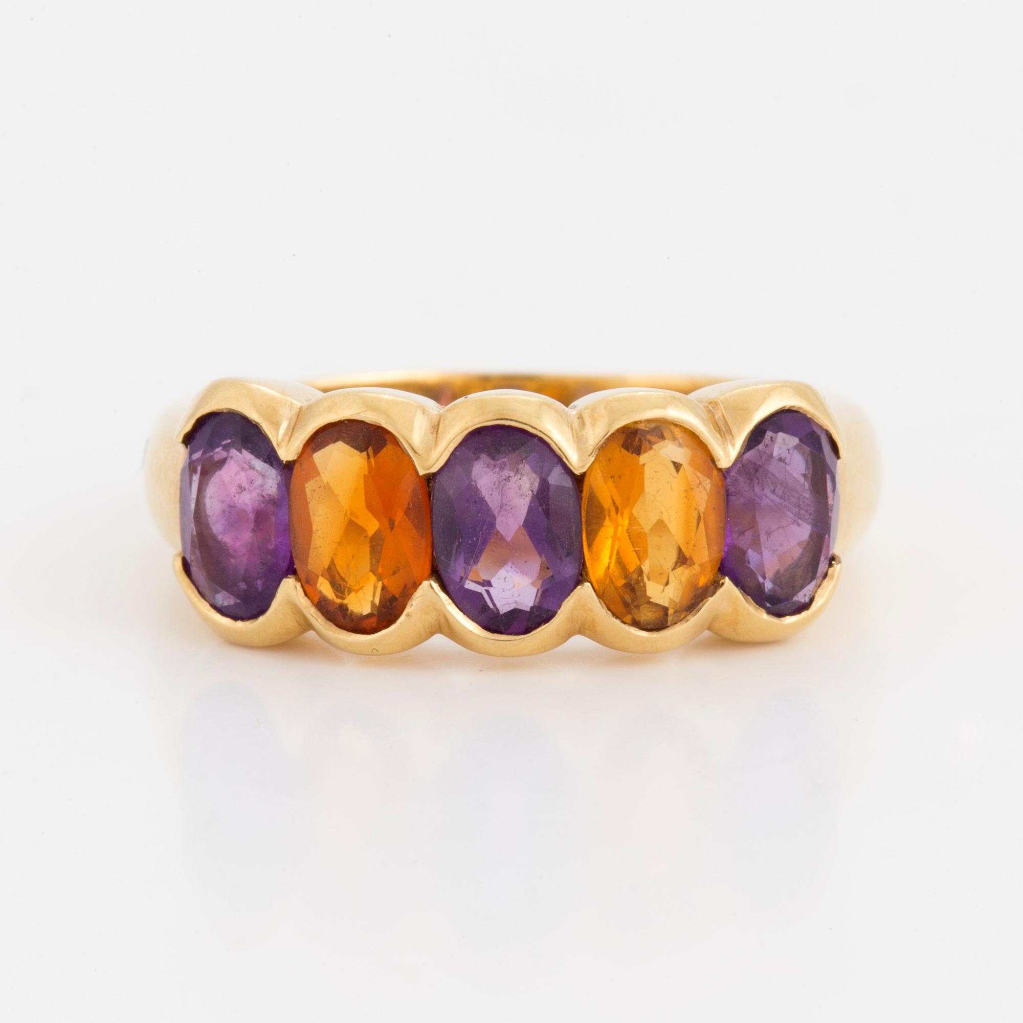 RING with amethyst and citrine.