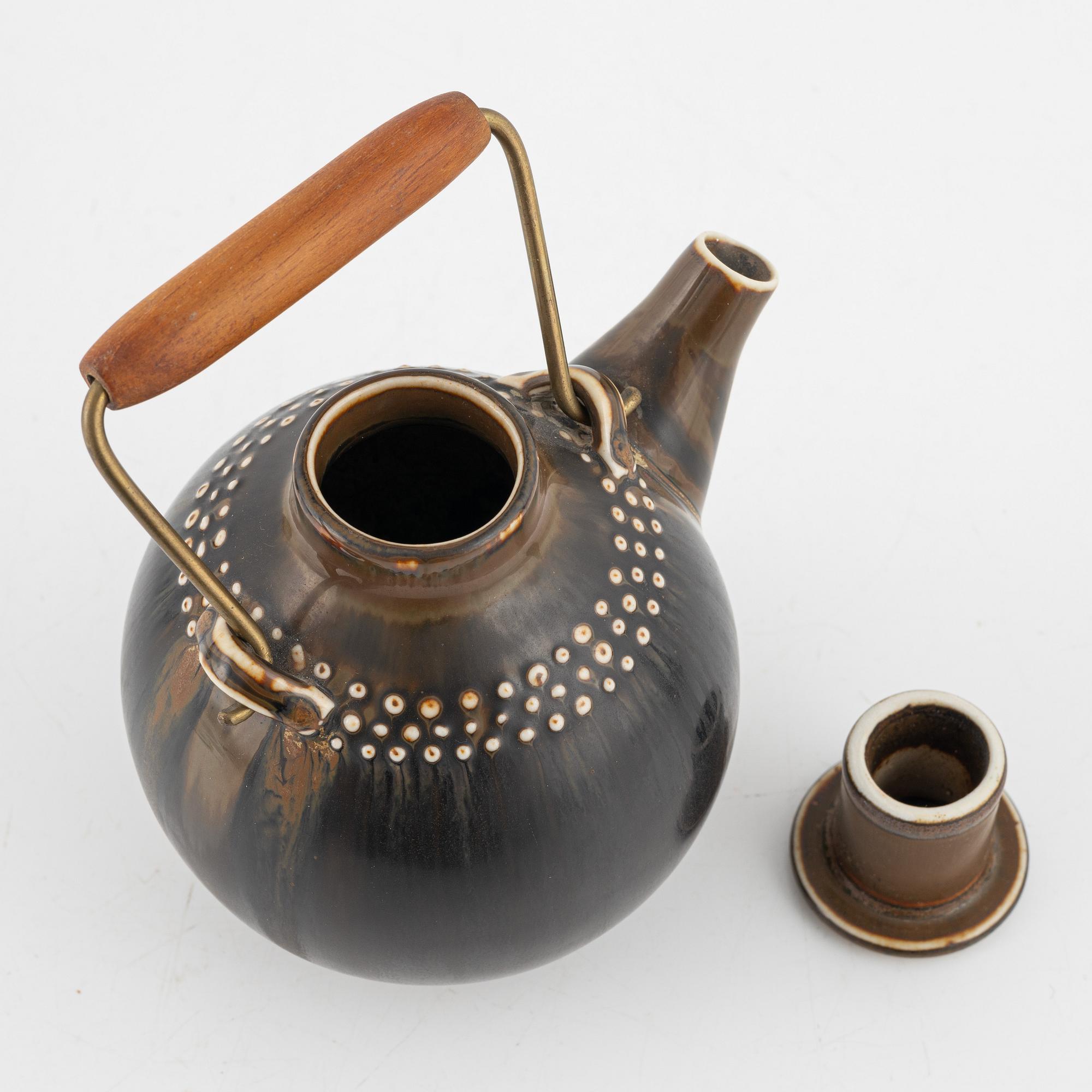 Stig Lindberg, tekanna, skål och kanna, Gustavberg Studio, 1960-1966.