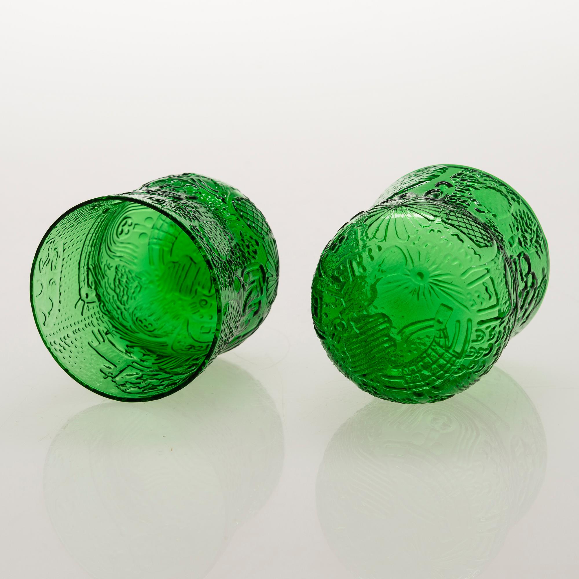 OIVA TOIKKA, SKÅL, SLEV och 5 GLAS, "Fauna", glas, Nuutajärvi/Notsjö.