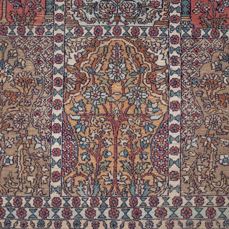 A CARPET, silk Kashmir, ca 315 x 240 cm.