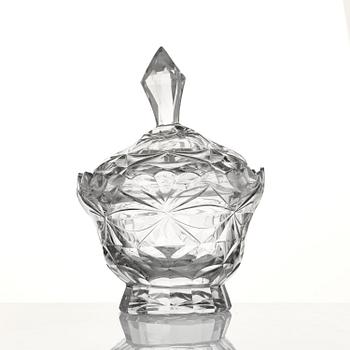 Skål med lock och fat, glas. Anglo-irisk, 1800.