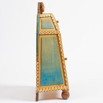 Gérard Rigot, a painted and carved oak cabinet, exectued in his studio, France, second half of the 20th century.