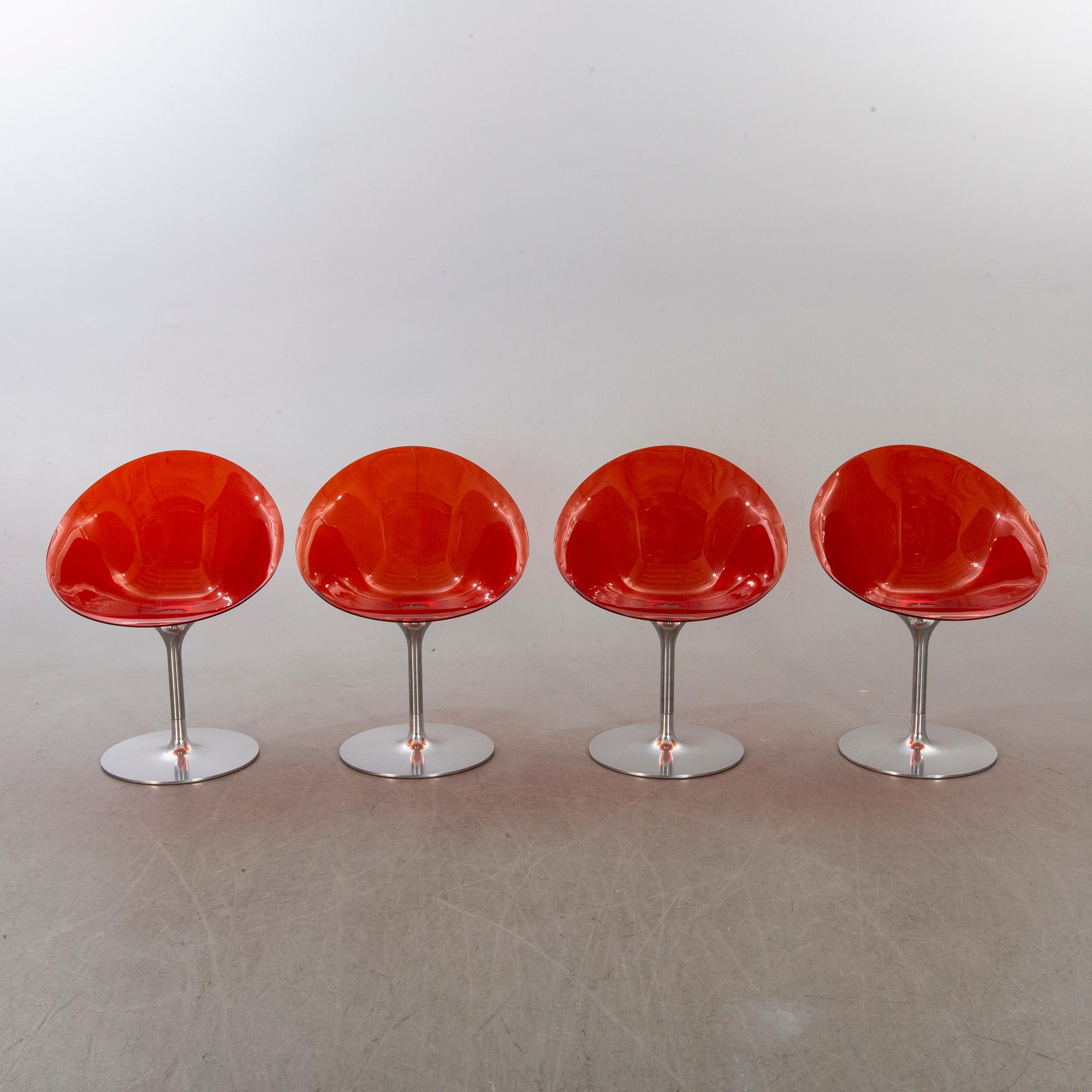 STOLAR, 4 st, "Eros" Philippe Starck för Kartell, märkta.