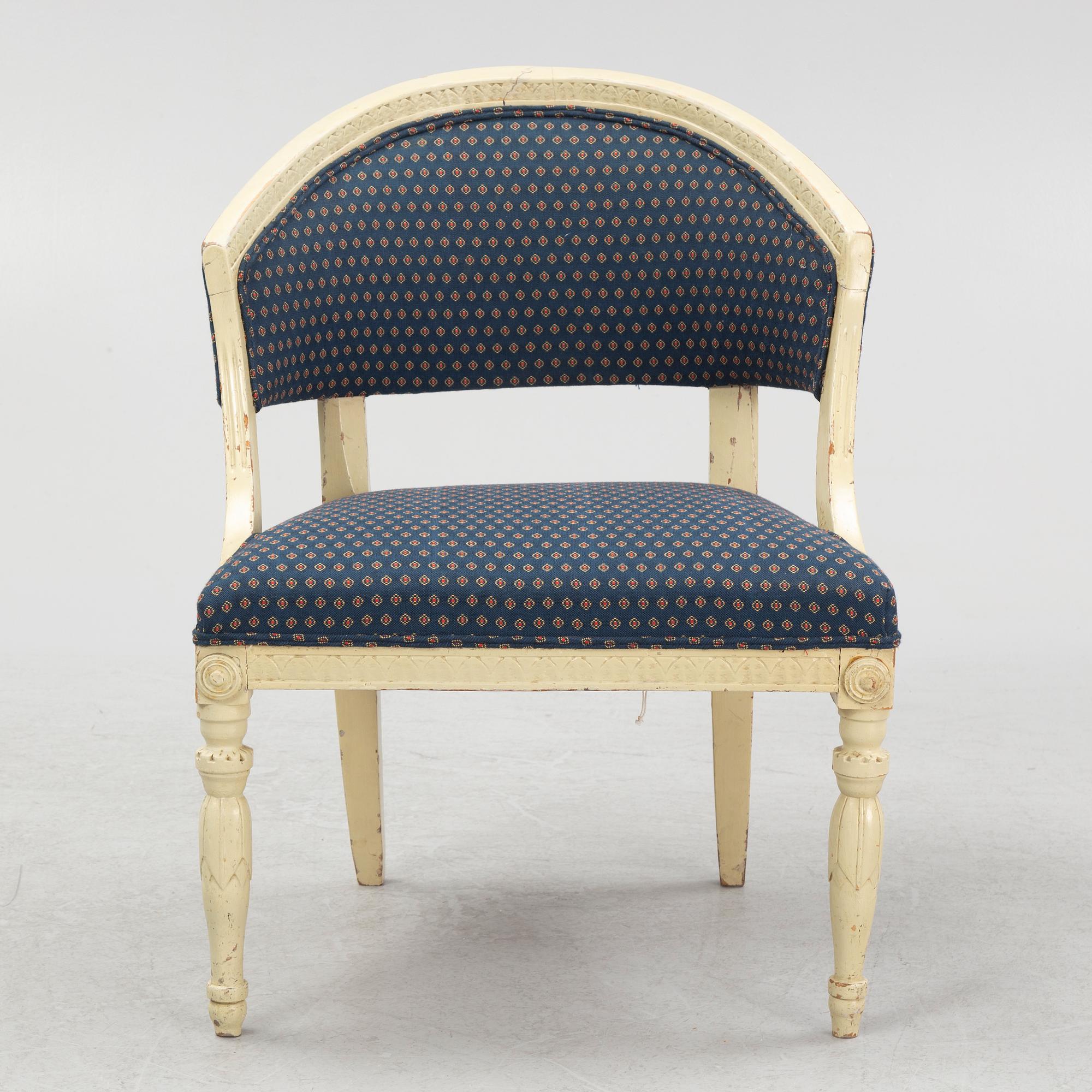 A, late Gustavian armchair, provincial work, early 19th century.