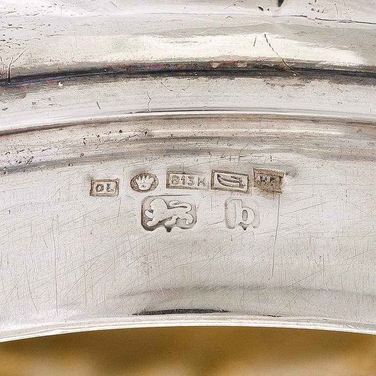 Sterling silver jam spoon, London 1802, and box, Birmingham 1901, and a Danish silver bowl, 1918.