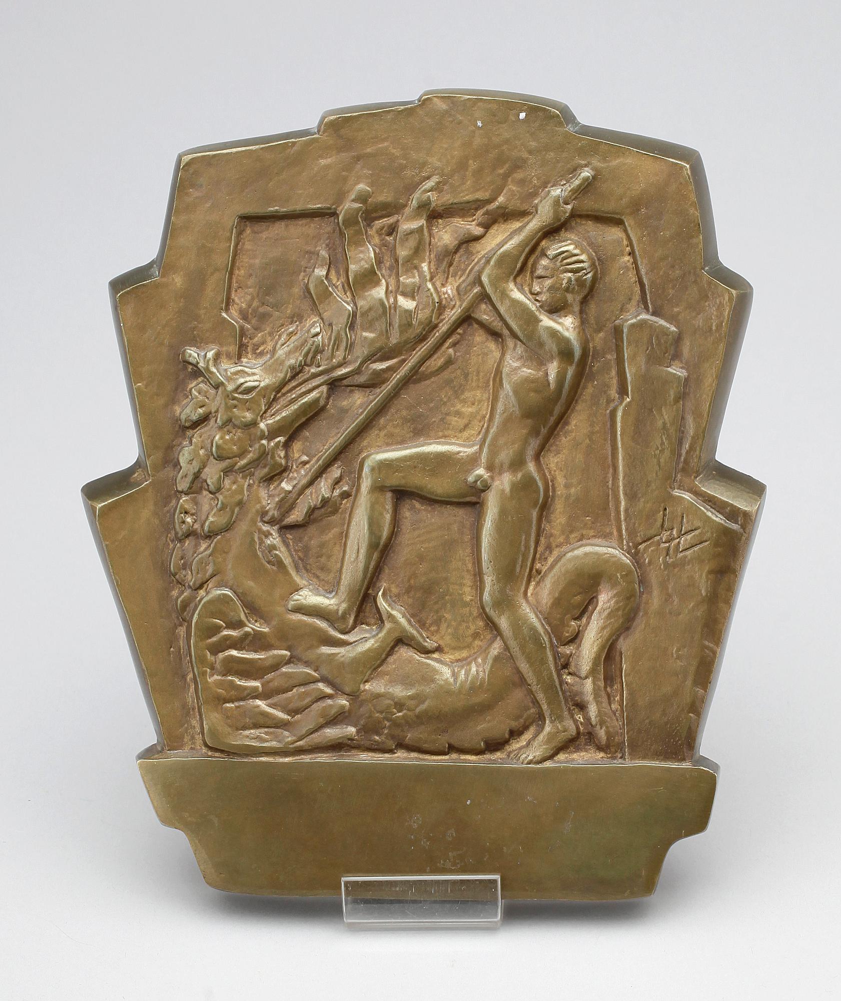 AXEL WALLENBERG, väggrelief, brons. Monogramsignerad.