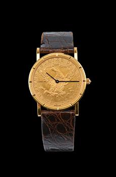 600. MIESTENRANNEKELLO, "Corum 10 Dollar Coin Watch" 22 ja 18K kultaa. ref. 5014756.