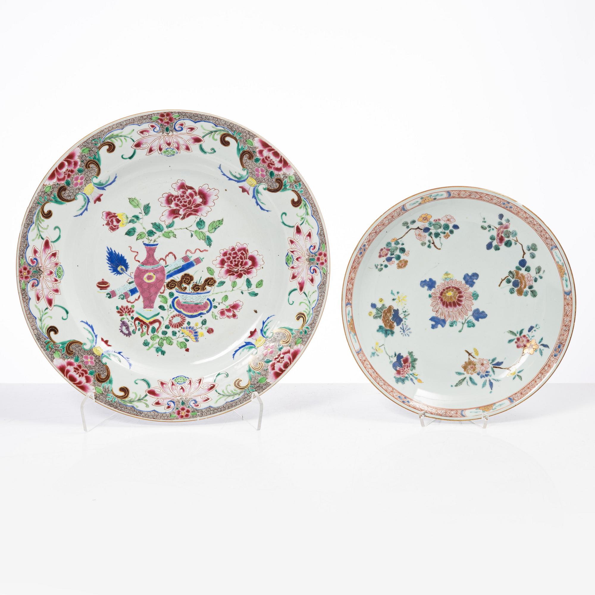 Two Famille Rose porcelain dishes, China, Qing dynasty, Yongcheng/Qianlong.