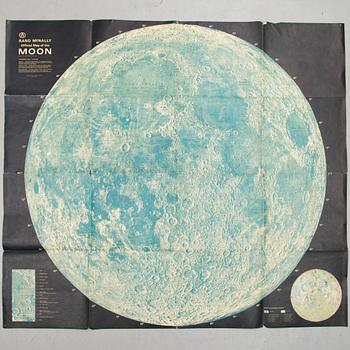 A "Jupiter C" model kit, Revell 1958/2006 and "Official Map of the Moon" by Rand McNally, 1960s/70s.