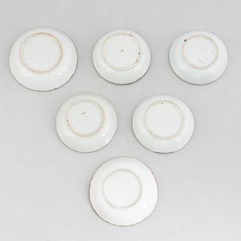 Six café au lait cups with sauces, China, Qianlong (1736-95).