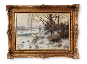 Anshelm Schultzberg, Winter landscape at dusk.