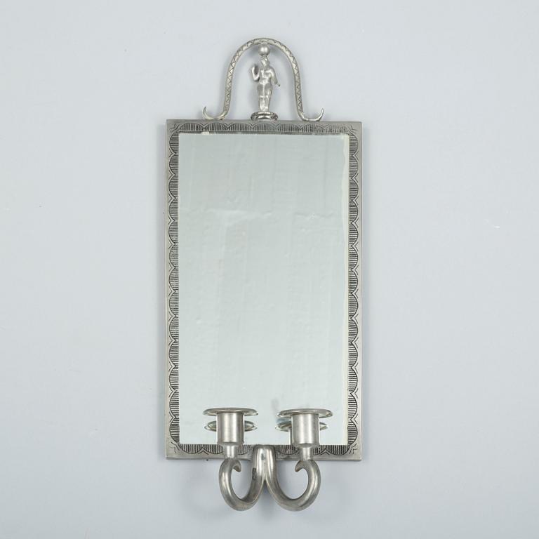 EDVIN OLLERS, a pewter mirror wall sconce from Schreuder & Olsson, probably 1937.