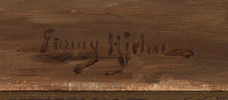 Fanny Hjelm, olja på pappannå, signerad.